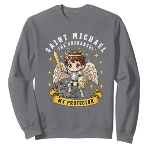 Funny Saint Michael Defeating Satan Sweatshirt Religious Faith Gift TS12 Charcoal Print Your Wear