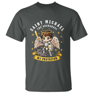 Funny Saint Michael Defeating Satan T Shirt Religious Faith Gift TS12 Dark Heather Print Your Wear