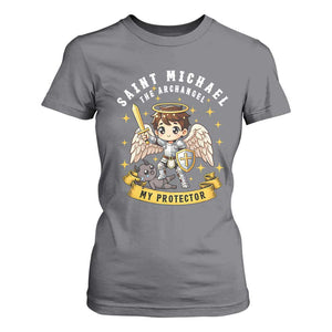 Funny Saint Michael Defeating Satan T Shirt For Women Religious Faith Gift TS12 Charcoal Print Your Wear
