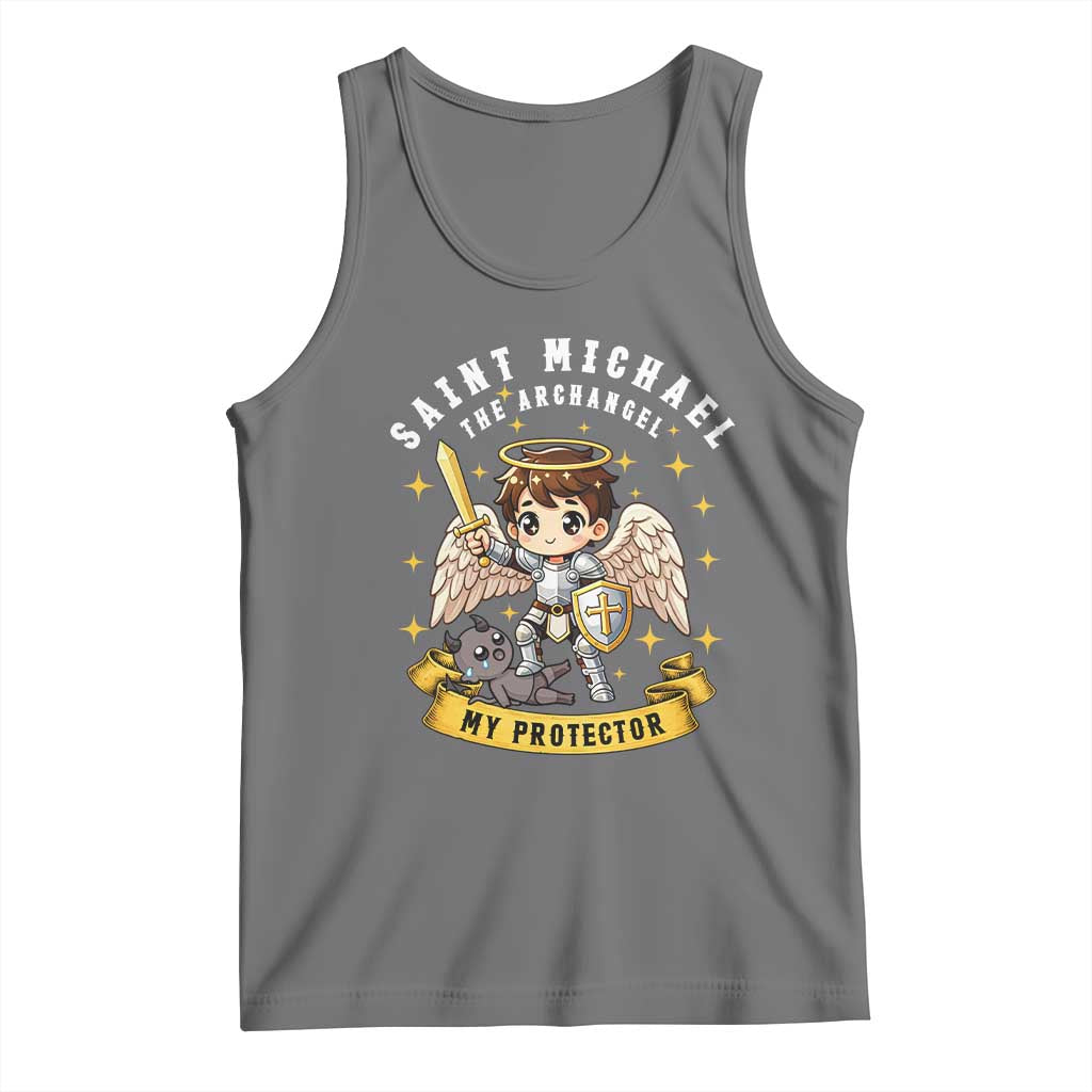 Funny Saint Michael Defeating Satan Tank Top Religious Faith Gift TS12 Black Heather Print Your Wear