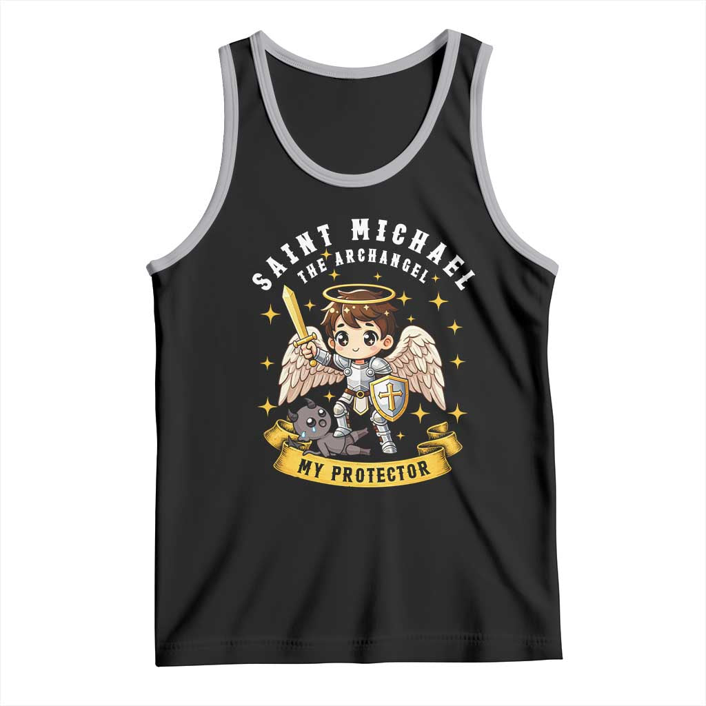 Funny Saint Michael Defeating Satan Tank Top Religious Faith Gift TS12 Black Athletic Heather Print Your Wear