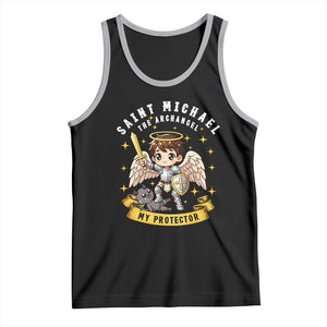 Funny Saint Michael Defeating Satan Tank Top Religious Faith Gift TS12 Black Athletic Heather Print Your Wear