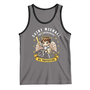 Funny Saint Michael Defeating Satan Tank Top Religious Faith Gift TS12 Deep Heather Black Print Your Wear