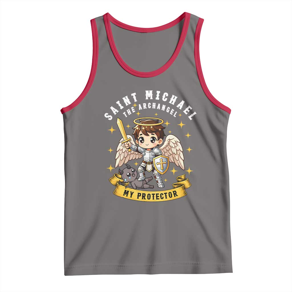 Funny Saint Michael Defeating Satan Tank Top Religious Faith Gift TS12 Deep Heather Red Print Your Wear