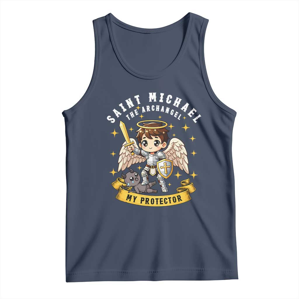 Funny Saint Michael Defeating Satan Tank Top Religious Faith Gift TS12 Navy Print Your Wear