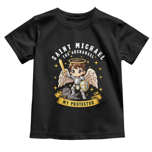 Funny Saint Michael Defeating Satan Toddler T Shirt Religious Faith Gift TS12 Black Print Your Wear