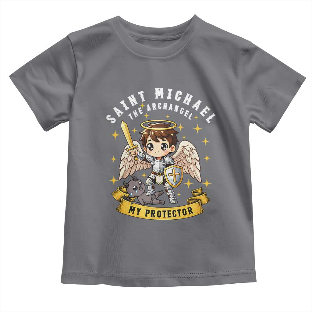 Funny Saint Michael Defeating Satan Toddler T Shirt Religious Faith Gift TS12 Charcoal Print Your Wear
