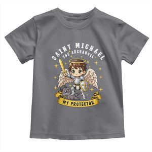 Funny Saint Michael Defeating Satan Toddler T Shirt Religious Faith Gift TS12 Charcoal Print Your Wear