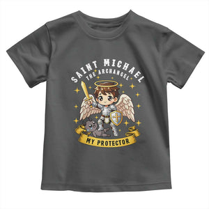 Funny Saint Michael Defeating Satan Toddler T Shirt Religious Faith Gift TS12 Dark Heather Print Your Wear