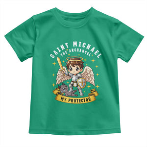 Funny Saint Michael Defeating Satan Toddler T Shirt Religious Faith Gift TS12 Irish Green Print Your Wear
