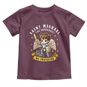 Funny Saint Michael Defeating Satan Toddler T Shirt Religious Faith Gift TS12 Maroon Print Your Wear