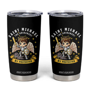 Funny Saint Michael Defeating Satan Tumbler Cup Religious Faith Gift TS12 Black Print Your Wear