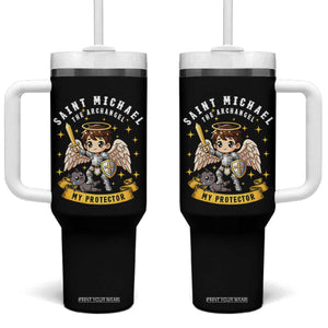 Funny Saint Michael Defeating Satan Tumbler With Handle Religious Faith Gift TS12 One Size: 40 oz Black Print Your Wear