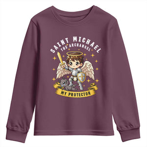 Funny Saint Michael Defeating Satan Youth Sweatshirt Religious Faith Gift TS12 Maroon Print Your Wear