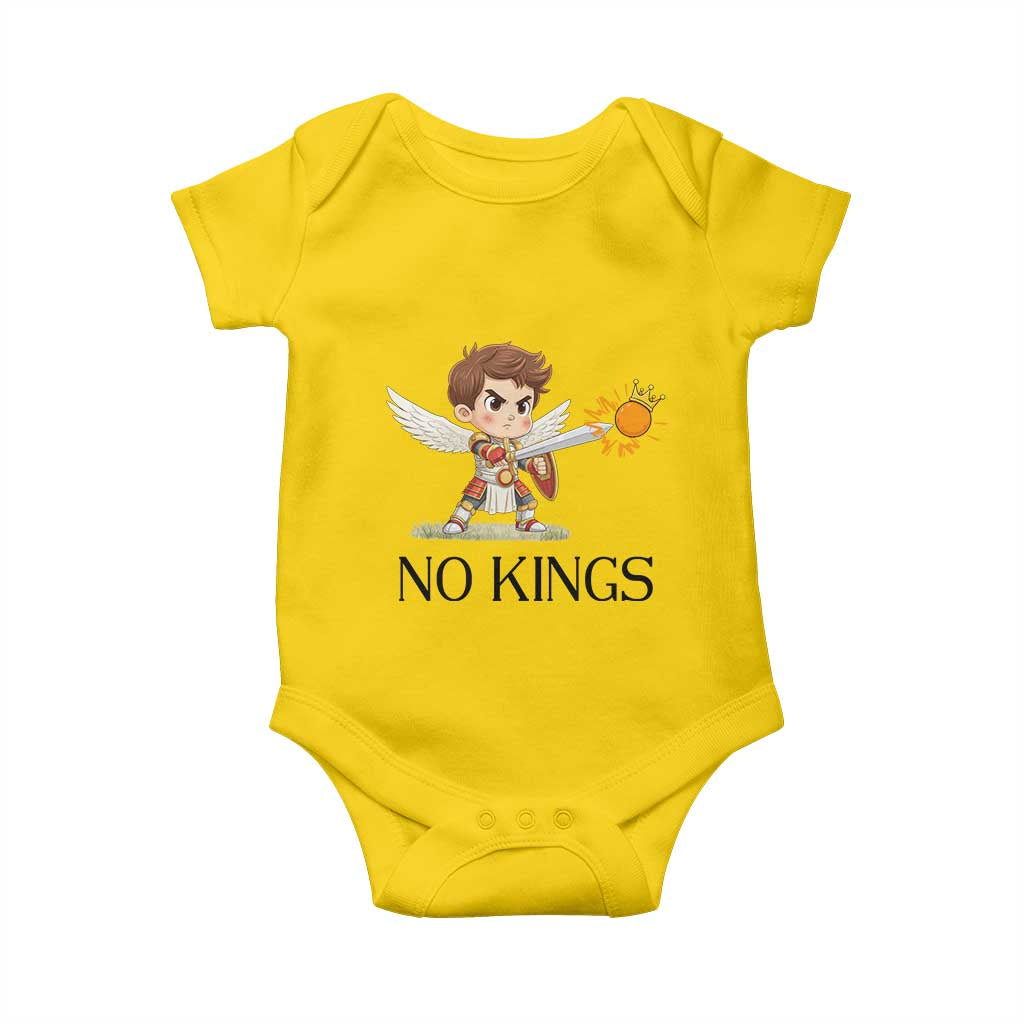 No Kings Baby Onesie Funny Saint Michael Topples The Crown TS12 Daisy Print Your Wear