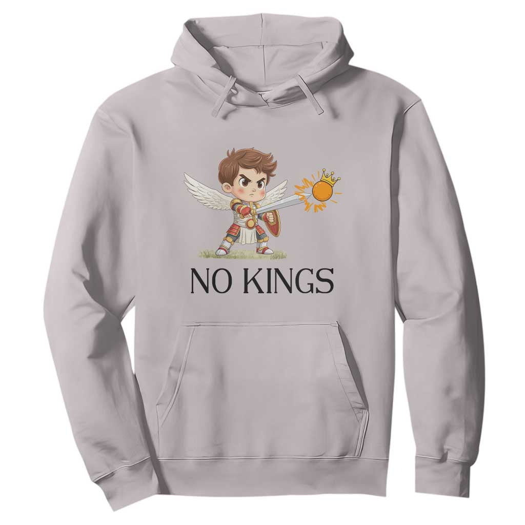 No Kings Hoodie Funny Saint Michael Topples The Crown TS12 Ice Gray Print Your Wear
