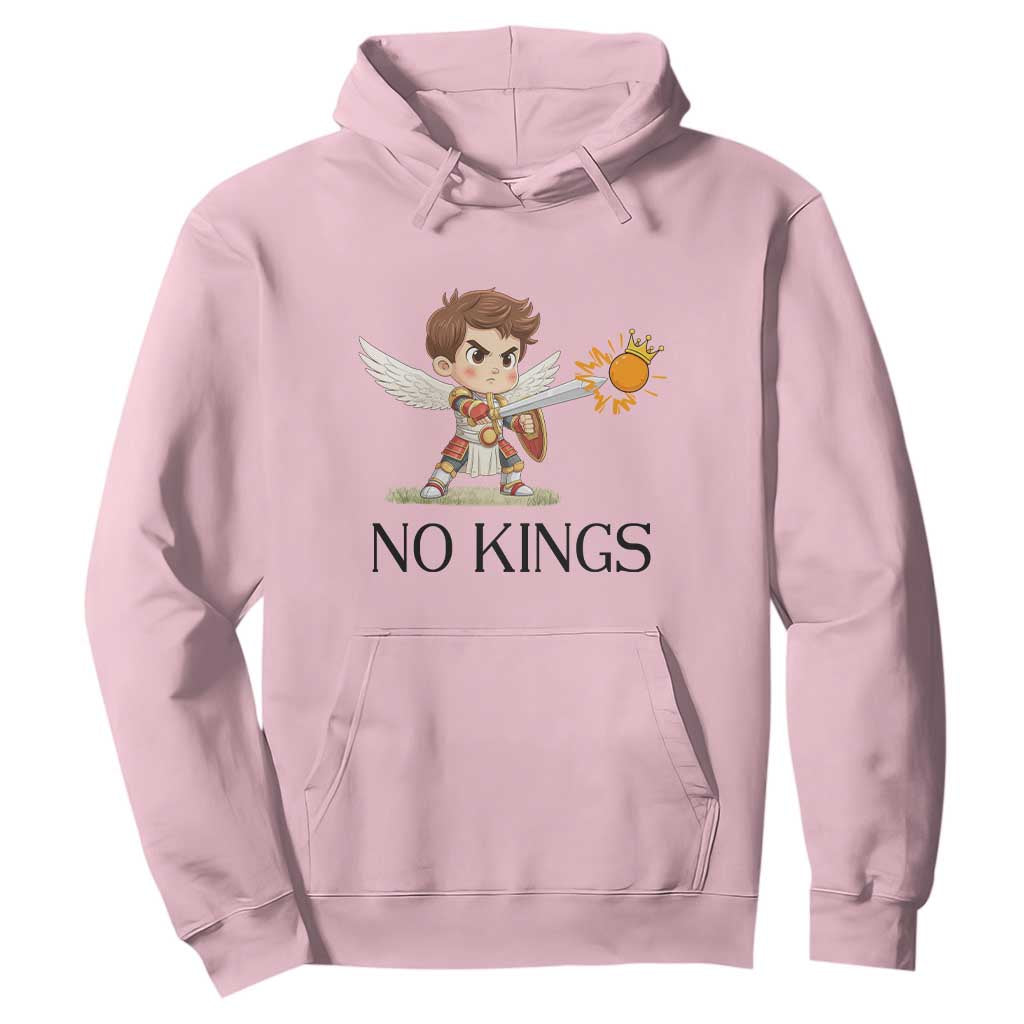 No Kings Hoodie Funny Saint Michael Topples The Crown TS12 Light Pink Print Your Wear