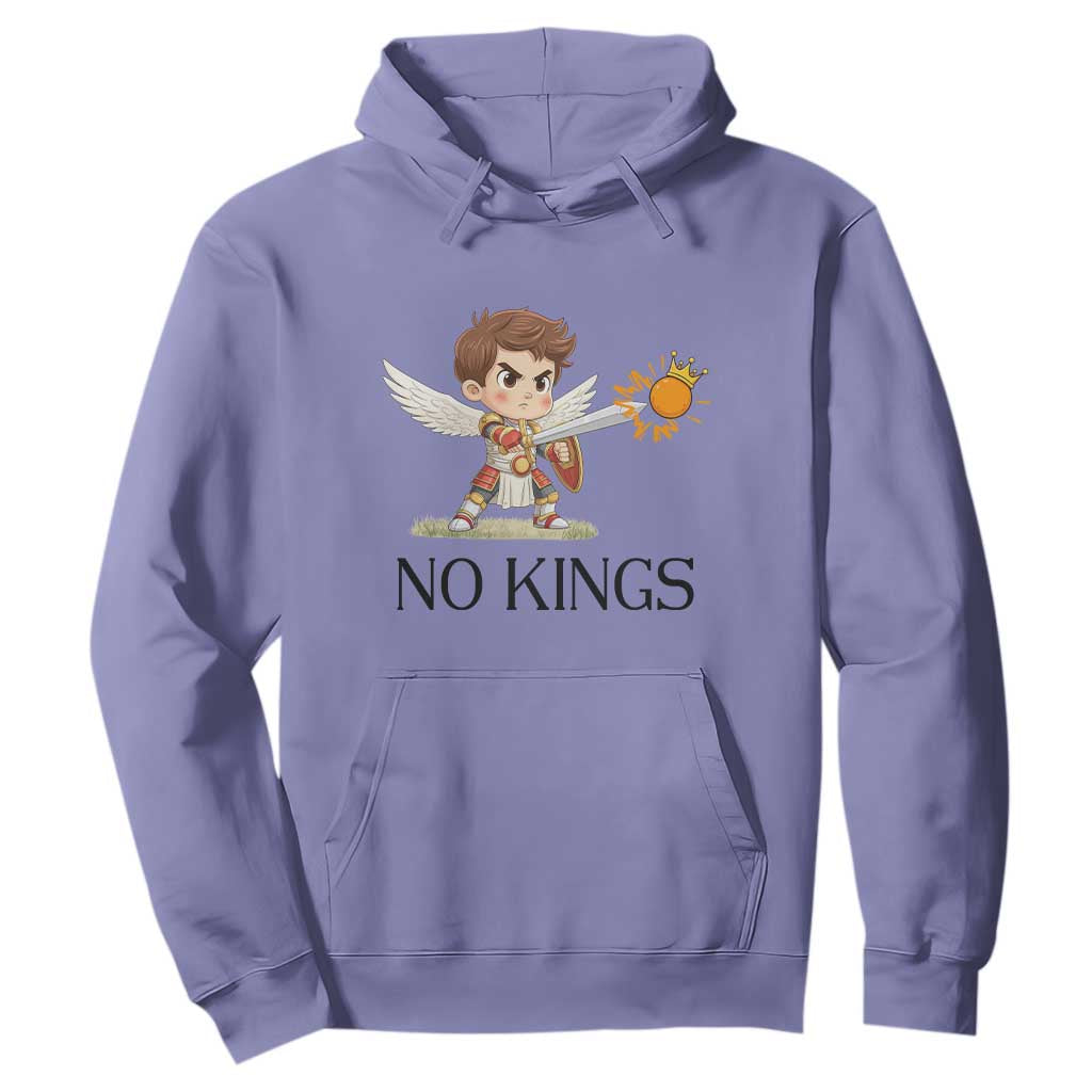 No Kings Hoodie Funny Saint Michael Topples The Crown TS12 Violet Print Your Wear