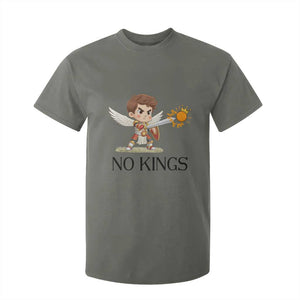 No Kings T Shirt For Kid Funny Saint Michael Topples The Crown TS12 Military Green Print Your Wear