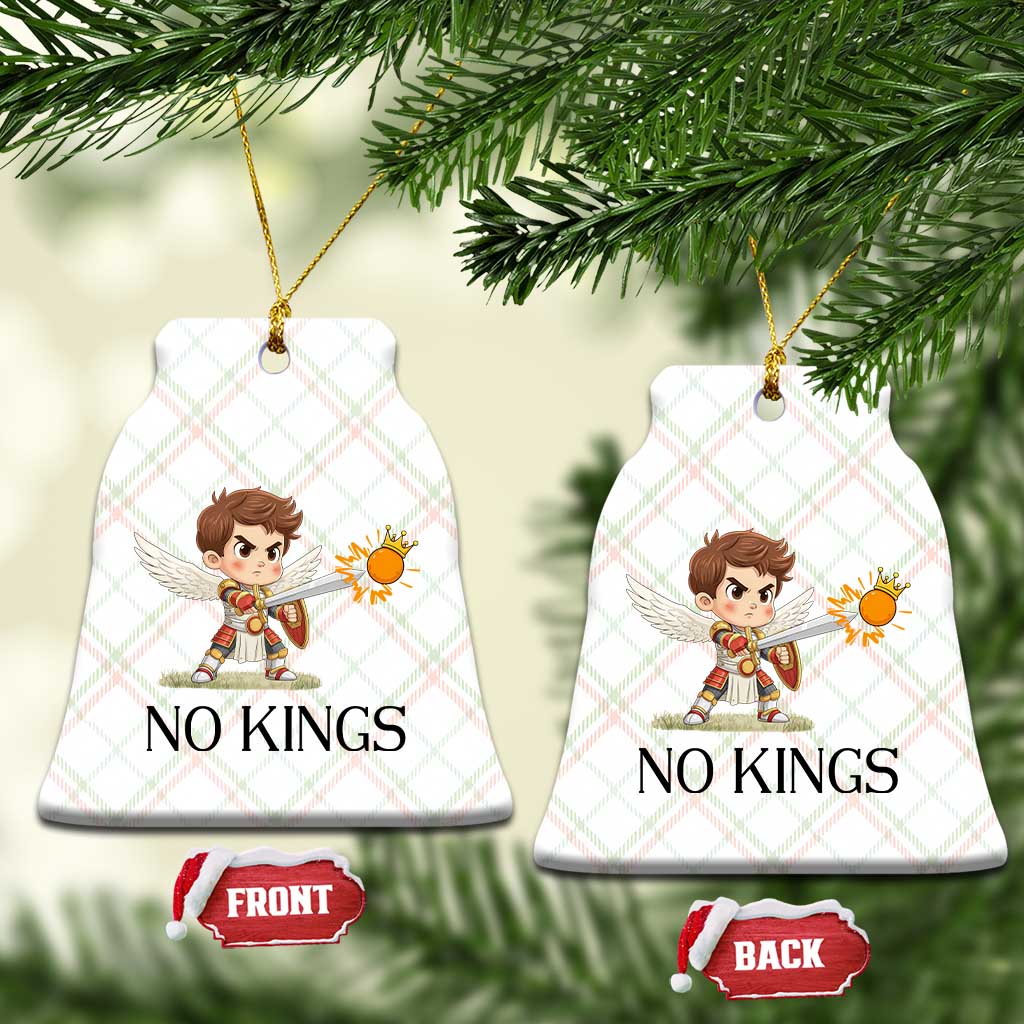 No Kings Ceramic Ornament Funny Saint Michael Topples The Crown TS12 Print Your Wear