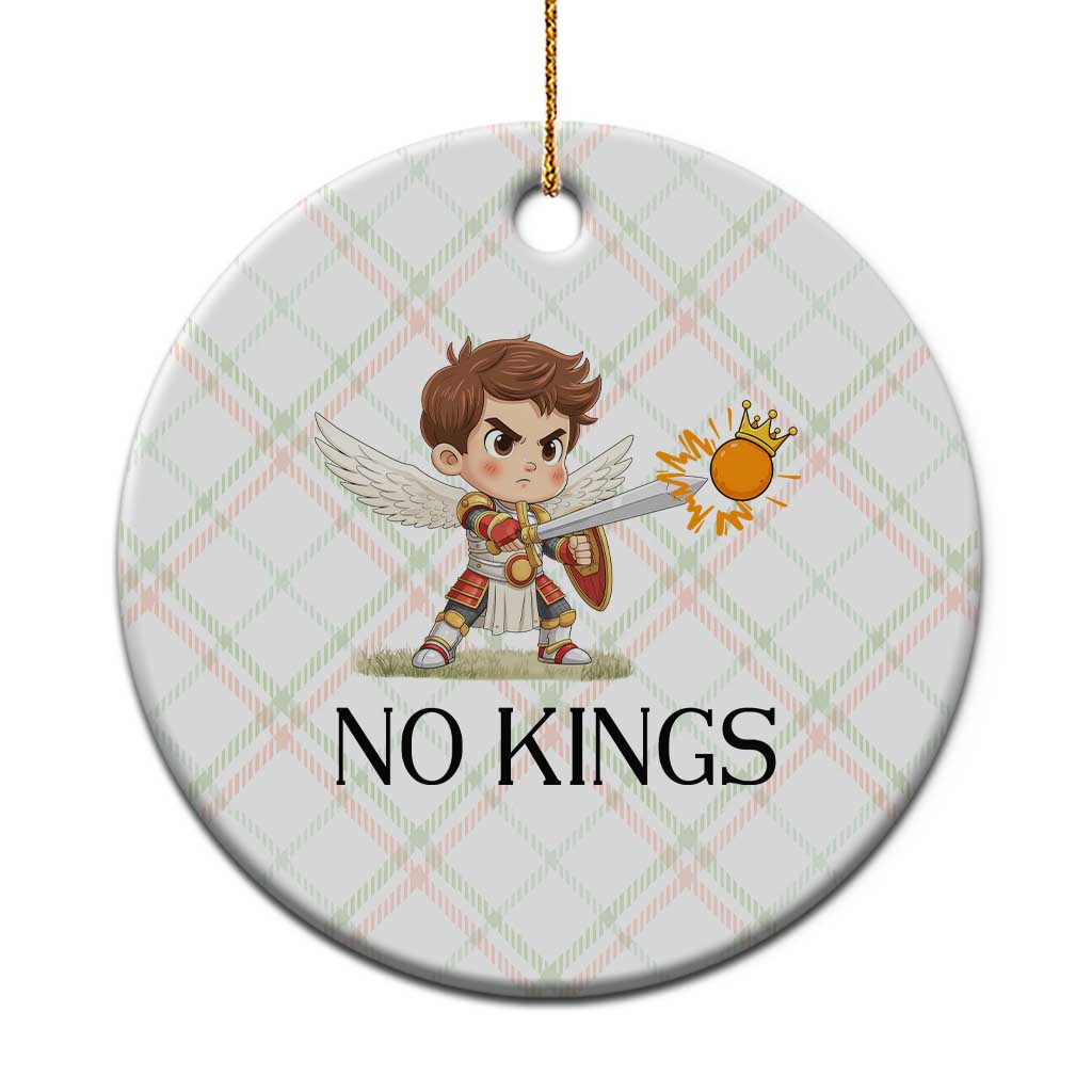 No Kings Ceramic Ornament Funny Saint Michael Topples The Crown TS12 1pc Christmas Plaid Print Your Wear