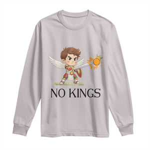 No Kings Long Sleeve Shirt Funny Saint Michael Topples The Crown TS12 Ice Gray Print Your Wear
