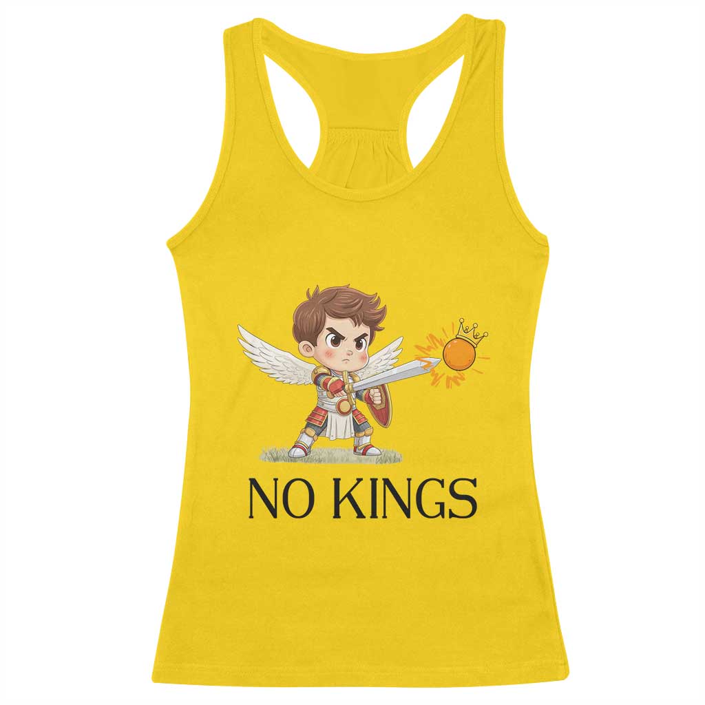 No Kings Racerback Tank Top Funny Saint Michael Topples The Crown TS12 Daisy Print Your Wear