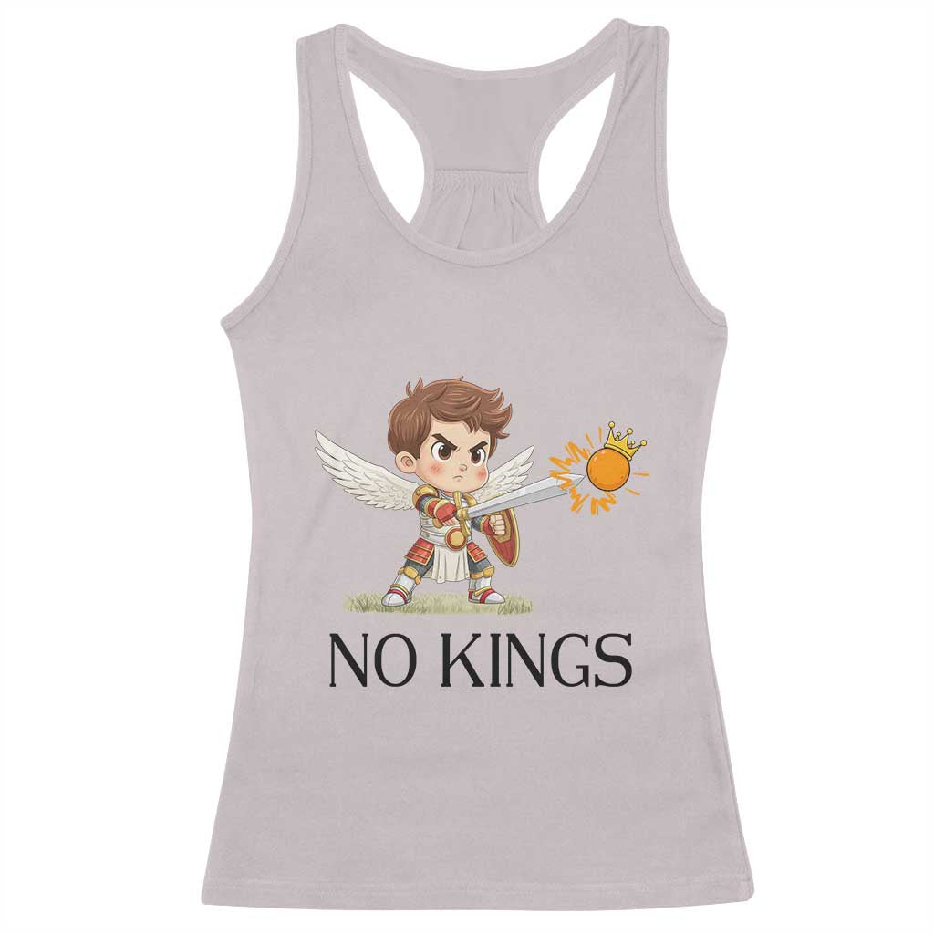 No Kings Racerback Tank Top Funny Saint Michael Topples The Crown TS12 Ice Gray Print Your Wear