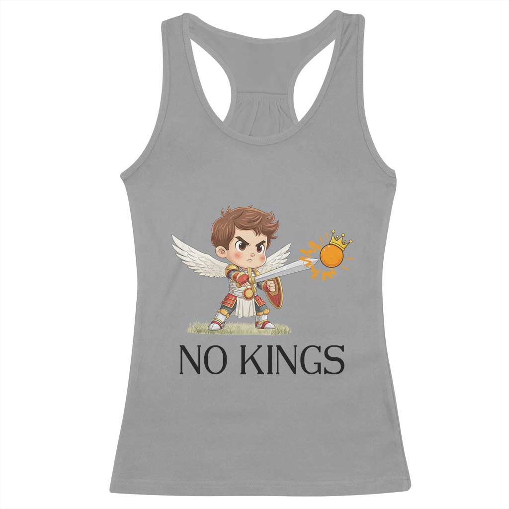 No Kings Racerback Tank Top Funny Saint Michael Topples The Crown TS12 Sport Gray Print Your Wear
