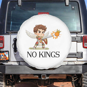 No Kings Spare Tire Cover Funny Saint Michael Topples The Crown TS12 No hole White Print Your Wear