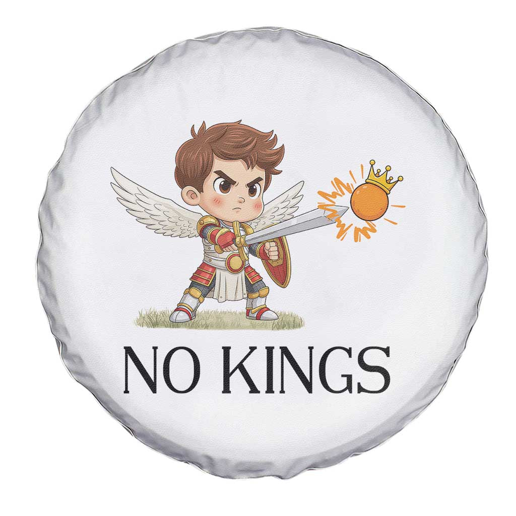 No Kings Spare Tire Cover Funny Saint Michael Topples The Crown TS12 Print Your Wear