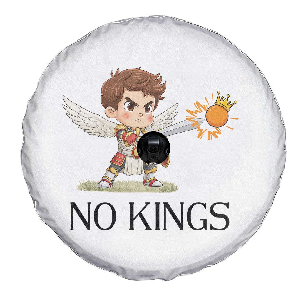 No Kings Spare Tire Cover Funny Saint Michael Topples The Crown TS12 Print Your Wear