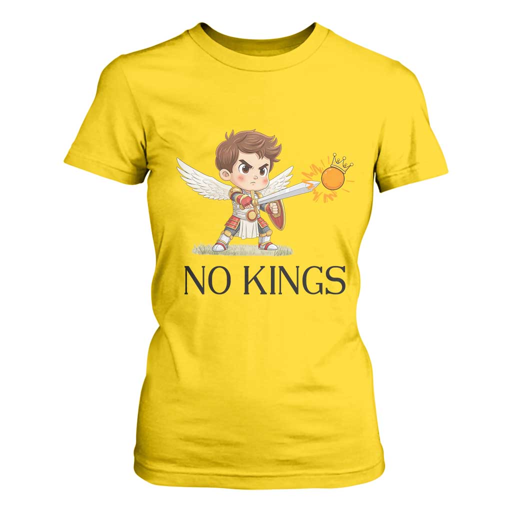 No Kings T Shirt For Women Funny Saint Michael Topples The Crown TS12 Daisy Print Your Wear