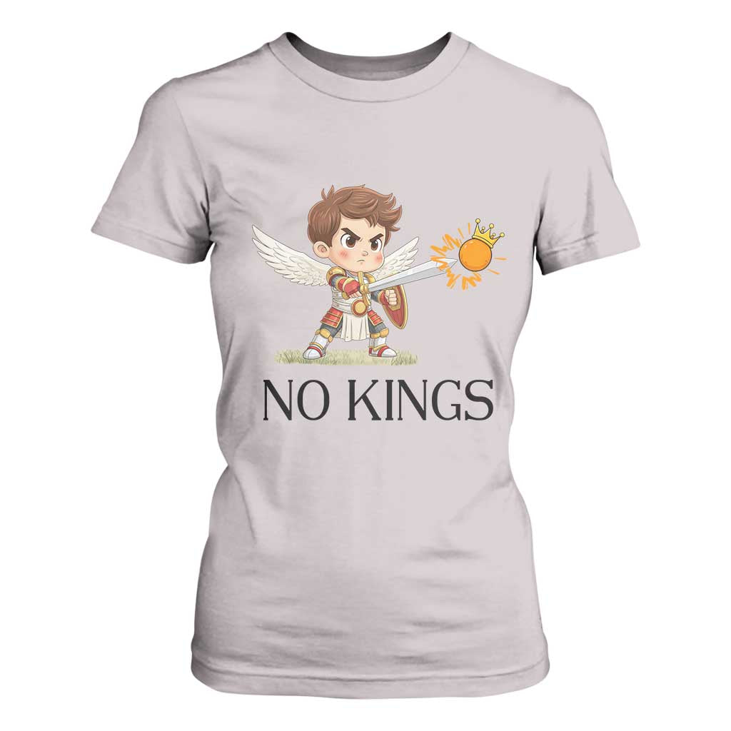 No Kings T Shirt For Women Funny Saint Michael Topples The Crown TS12 Ice Gray Print Your Wear