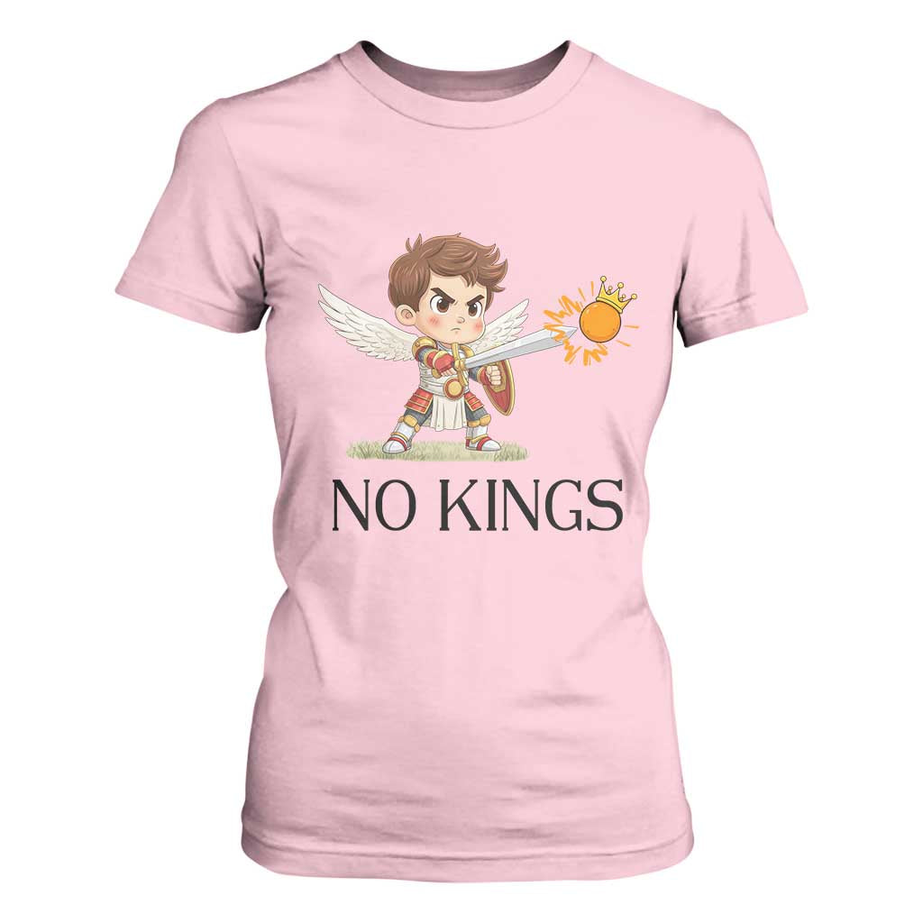 No Kings T Shirt For Women Funny Saint Michael Topples The Crown TS12 Light Pink Print Your Wear