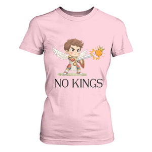 No Kings T Shirt For Women Funny Saint Michael Topples The Crown TS12 Light Pink Print Your Wear