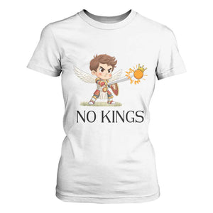 No Kings T Shirt For Women Funny Saint Michael Topples The Crown TS12 White Print Your Wear