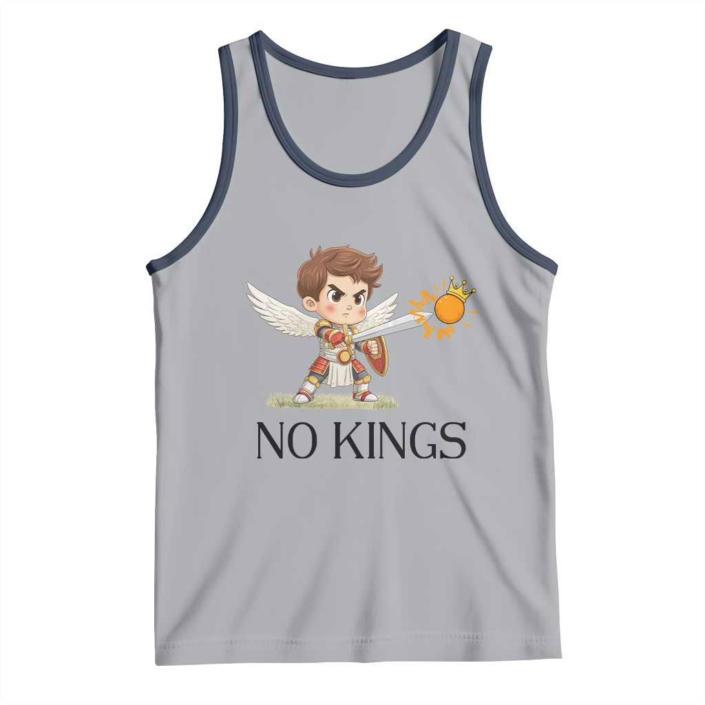 No Kings Tank Top Funny Saint Michael Topples The Crown TS12 Athletic Heather Navy Print Your Wear