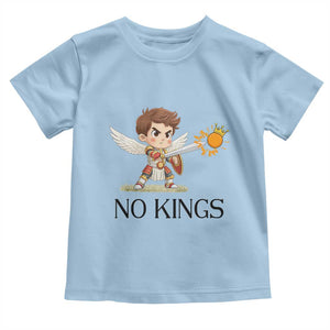 No Kings Toddler T Shirt Funny Saint Michael Topples The Crown TS12 Light Blue Print Your Wear