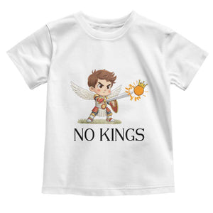 No Kings Toddler T Shirt Funny Saint Michael Topples The Crown TS12 White Print Your Wear