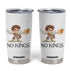 No Kings Tumbler Cup Funny Saint Michael Topples The Crown TS12 White Print Your Wear