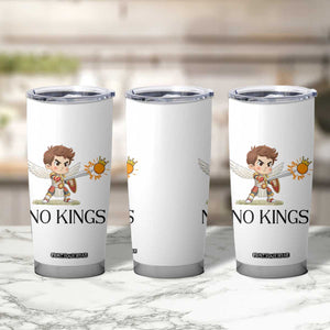 No Kings Tumbler Cup Funny Saint Michael Topples The Crown TS12 Print Your Wear