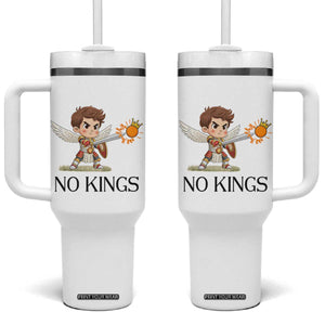 No Kings Tumbler With Handle Funny Saint Michael Topples The Crown TS12 One Size: 40 oz White Print Your Wear
