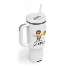 No Kings Tumbler With Handle Funny Saint Michael Topples The Crown TS12 Print Your Wear
