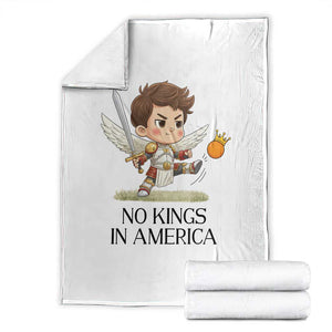 No Kings In America Throw Blanket Funny Saint Michael Kicking Crown TS12 White Print Your Wear