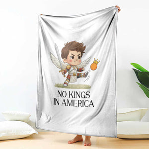 No Kings In America Throw Blanket Funny Saint Michael Kicking Crown TS12 Print Your Wear
