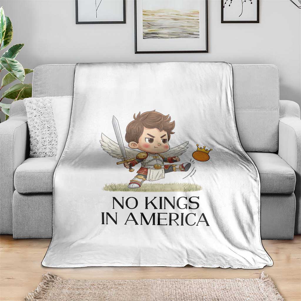 No Kings In America Throw Blanket Funny Saint Michael Kicking Crown TS12 Print Your Wear