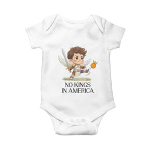 No Kings In America Baby Onesie Funny Saint Michael Kicking Crown TS12 White Print Your Wear