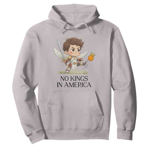 No Kings In America Hoodie Funny Saint Michael Kicking Crown TS12 Ice Gray Print Your Wear