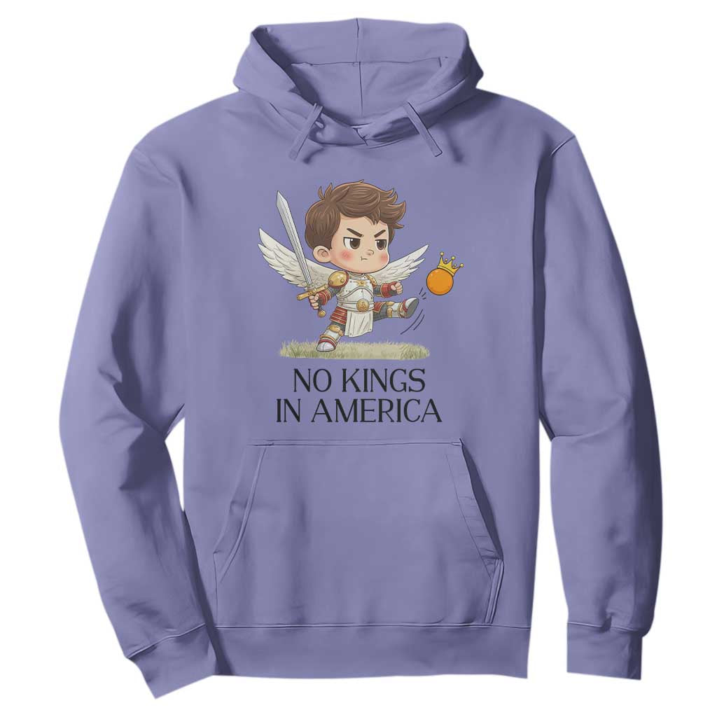 No Kings In America Hoodie Funny Saint Michael Kicking Crown TS12 Violet Print Your Wear
